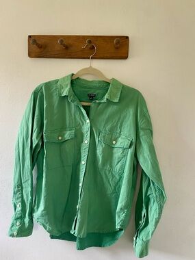 J. Crew Green Casual Button-Down Shirt, 100 Cotton, size 12